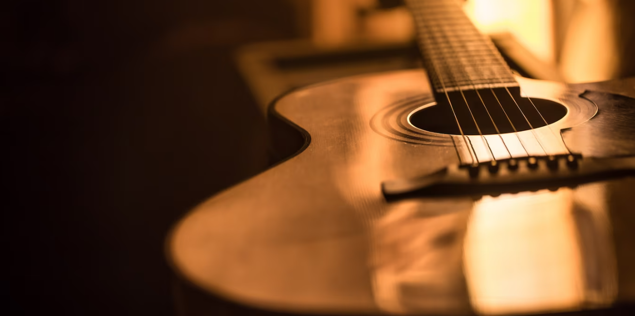 guitar close-up in warm light